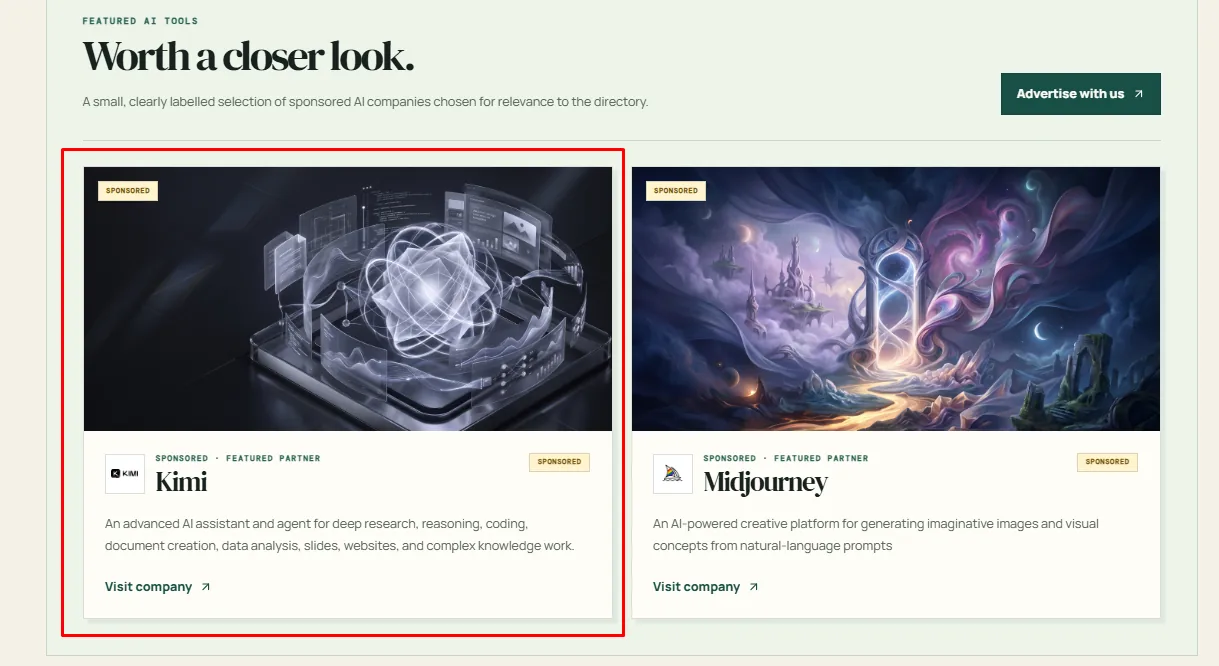 Featured AI Tool left placement preview